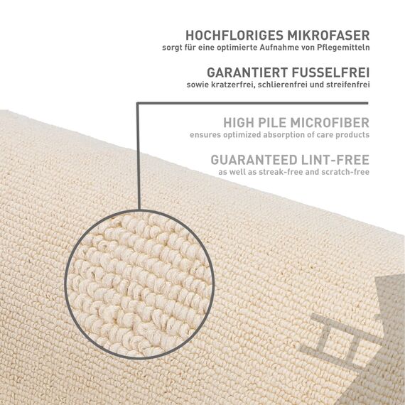 NIGRIN Mikrofaser-Tuch Leder, schonende Reinigung und Pflege, extrem weich und garantiert fusselfrei, Auto Microfasertuch Lederpflege, 40x40 cm