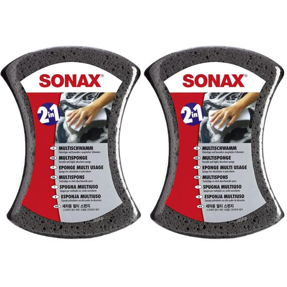 SONAX MultiSchwamm (1 Stück) besonders saugstarker Alleskönner für die Autoreinigung | AR-Nr. 04280000 (Packung mit 2)