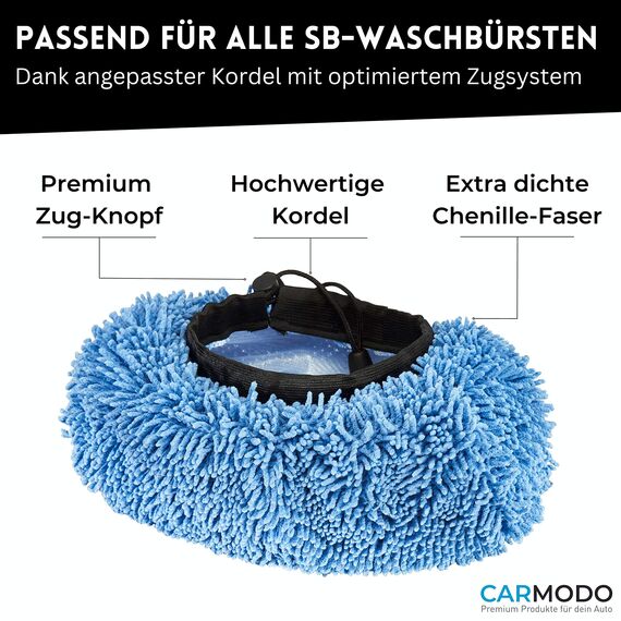 CARMODO® Mr.BOB Premium Waschbürstenüberzug für die Auto Waschbürste, Lackschonender Bürstenüberzug für SB Waschanlagen | Brush Cover | Mikrofaser Autoschwamm | Car Wash (Packung mit 2)