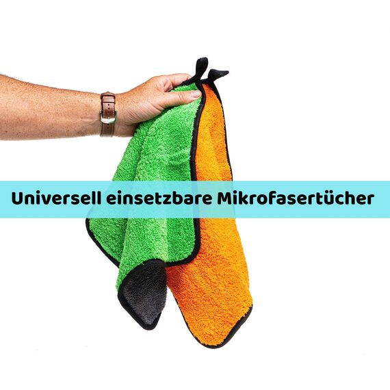 Mikrofasertücher Auto 3 Stück 800 GSM Poliertuch für Autopflege und Haushalt | Microfaser Trockentuch extrem saugstark, fusselfrei und schonend weich Polieren - 30 x 30 cm (3PCS) (Grün, 3 Stück)