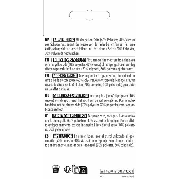 SONAX ScheibenSchwamm (1 Stück) nimmt Nässe mit einem Wisch auf und hinterlässt einen dünnen Film mit Antibeschlagwirkung | Art-Nr. 04171000 (Packung mit 2)