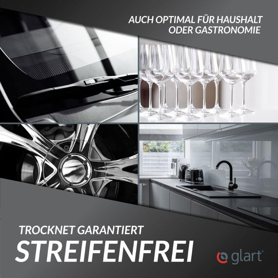 Glart 47TG Mikrofasertücher 2er-Set – XXL Auto Trockentücher 70×40 cm für Fahrzeugtrocknung – saugstark, fusselfrei, kratzfrei – Lack schonend trocknen nach der Handwäsche – Deutsche Qualitätsmarke