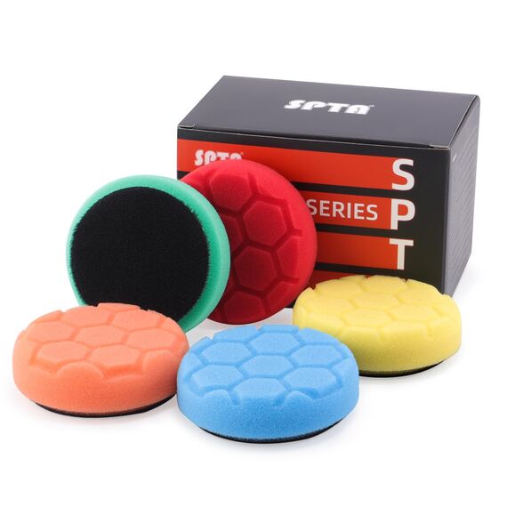 SPTA 75mm Polierpad Hex-Logic Polierschwämme Wachs Schwämme Auto Polierschwamm Polierpad Polieren Pad Schwamm Polierschaum Set für Exzenter Poliermaschine Schleifmaschine