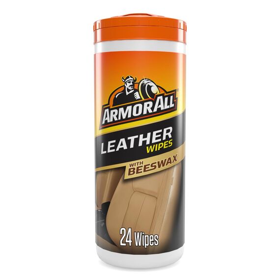 Armor All Lederpflegetücher Mit Bienenwachs, Biologisch Abbaubare Leder‑Autoreinigungstücher, Innenraumtücher, Dose Mit 24 Stück