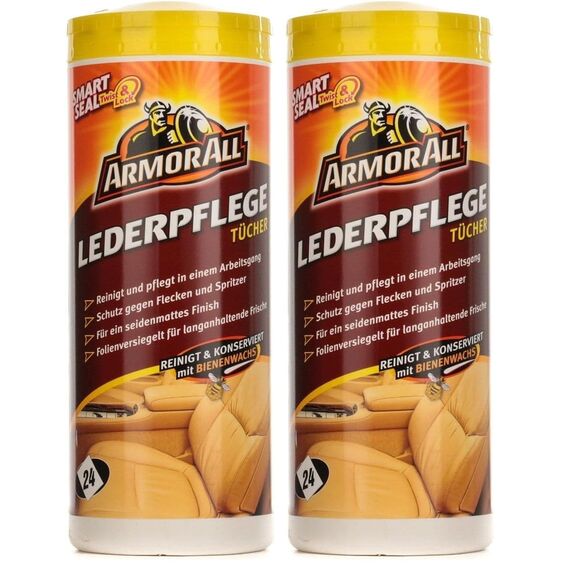 ARMOR ALL GAA39024GE Lederpflegetücher 24 Stk. für Ledersitze, Gepäckstücke, Möbel und mehr (Packung mit 2)