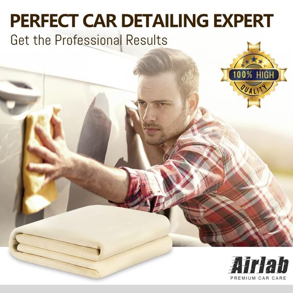 Airlab Fensterleder Auto Ledertuch, Autoleder Fensterleder aus echtem Leder, Trockentuch für Auto Motorrad Fenster