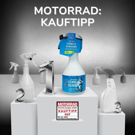 DR. WACK - S100 Motorrad Schnellreiniger 500 ml - Schnelle Reinigung & Pflege für zwischendurch - Motorradreiniger mit Farbauffrischungseffekt - für alle Motorräder - Hochwertige Motorradpflege