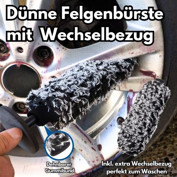 Ivality 8-teiliges Auto waschen set für optimale Handwäsche mit 20L Wascheimer, Deckel & Schmutzsieb, Mikrofasertücher, Waschhandschuh, Autoshampoo, Felgenbürste und Felgenreiniger für Autopflege