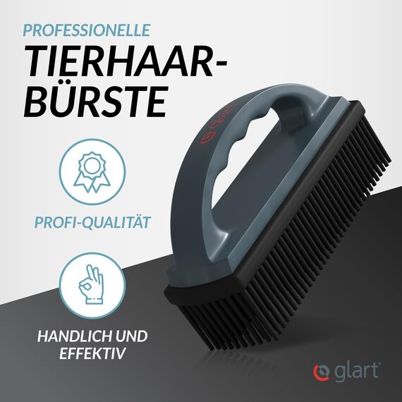 Glart 45THB Premium Hundebürste Tierhaarbürste, entfernt Tierhaare und Schmutz von allen Auto Sitzen, Polstern, Teppichen, Anthrazit/schwarz