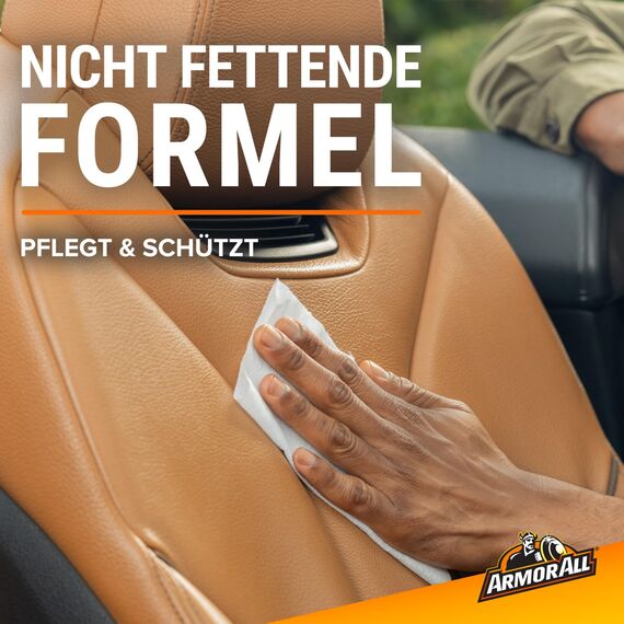 Armor All Lederpflegetücher Mit Bienenwachs, Biologisch Abbaubare Leder‑Autoreinigungstücher, Innenraumtücher, Dose Mit 24 Stück
