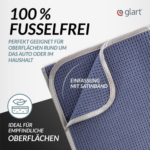 Glart 47TG Mikrofasertücher 2er-Set – XXL Auto Trockentücher 70×40 cm für Fahrzeugtrocknung – saugstark, fusselfrei, kratzfrei – Lack schonend trocknen nach der Handwäsche – Deutsche Qualitätsmarke
