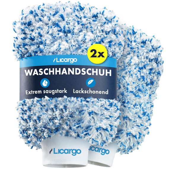 LICARGO® 2x Premium Mikrofaser Autowaschhandschuh - Ultra-Weich & Lackschonend - Extrem Saugstarker Waschhandschuh Auto für Kratzfreie Wäsche - Langlebig & Formstabil - Car Wash Mitt für Lack & Felgen