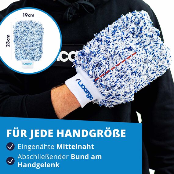 LICARGO® Autowaschhandschuh & Mikrofaser Felgenbürste extra dünn & 2X Mikrofasertücher (1100GSM) - entfernen hartnäckigen Schmutz mühelos - Ideal für Alufelgen - Waschhandschuh Auto
