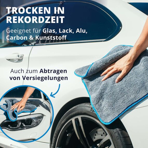 LICARGO® Autowaschhandschuh & Mikrofaser Felgenbürste extra dünn & 2X Mikrofasertücher (1100GSM) - entfernen hartnäckigen Schmutz mühelos - Ideal für Alufelgen - Waschhandschuh Auto