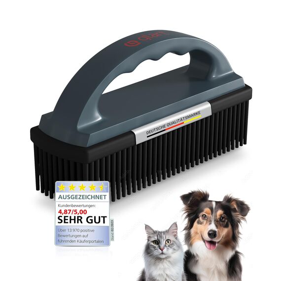 Glart 45THB Premium Hundebürste Tierhaarbürste, entfernt Tierhaare und Schmutz von allen Auto Sitzen, Polstern, Teppichen, Anthrazit/schwarz