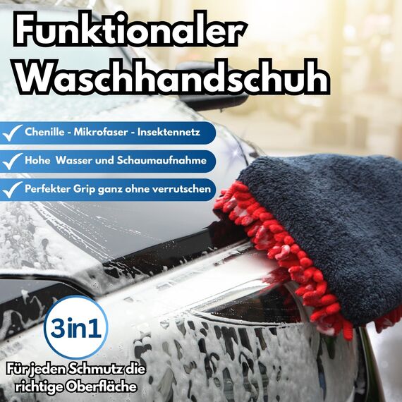 Ivality 8-teiliges Auto waschen set für optimale Handwäsche mit 20L Wascheimer, Deckel & Schmutzsieb, Mikrofasertücher, Waschhandschuh, Autoshampoo, Felgenbürste und Felgenreiniger für Autopflege