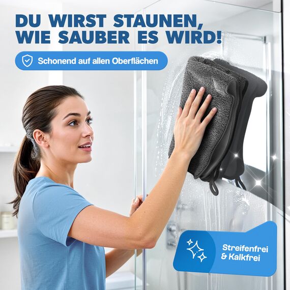 CARBOTEC® Mikrofasertücher 4er-Set – Trockentuch Dusche & Bad, streifenfreies Mikrofaser Handtuch für Duschkabine, Glas & Armaturen – Auto Trockentuch, Fensterputztuch & Poliertuch, Fast Dry