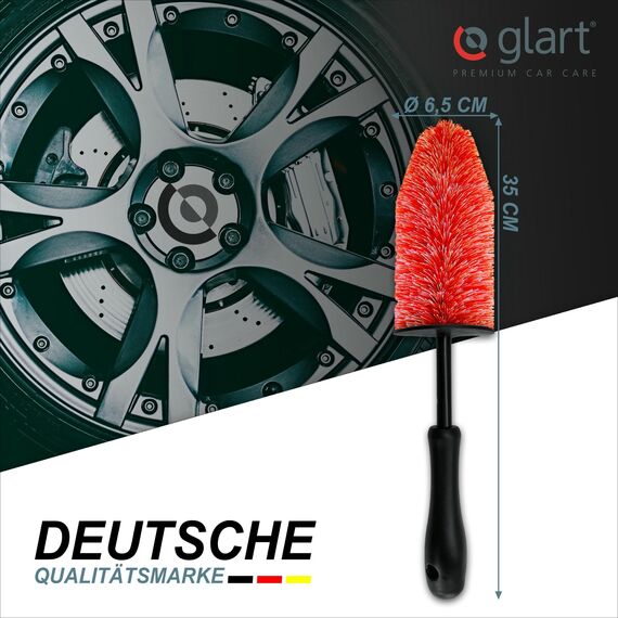 Glart 44FB3 3er Set Auto Felgenbürste – für Alufelgen, Stahlfelgen, Speichen – chemiefrei reinigen – Fahrzeugpflege, Autopflege, Felgenreinigung vor Reifenglanz oder Versiegelung, ohne Mikrofasertuch