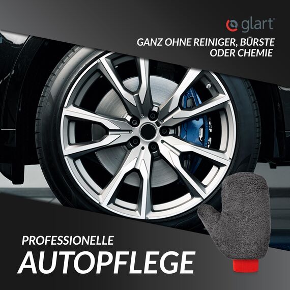 Glart 44FH Mikrofaser Felgenhandschuh 27x12 cm – Auto Felgen Waschhandschuh mit Bündchen – Felgenreinigung ohne Kratzer – Für Alufelgen und Stahlfelgen, Radkappen – Ersatz zur Felgenbürste