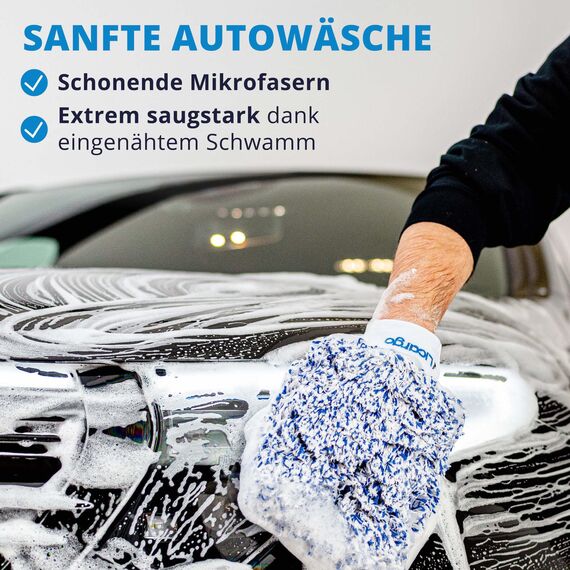 LICARGO® Autowaschhandschuh & Mikrofaser Felgenbürste extra dünn & 2X Mikrofasertücher (1100GSM) - entfernen hartnäckigen Schmutz mühelos - Ideal für Alufelgen - Waschhandschuh Auto