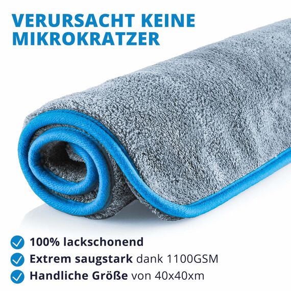 LICARGO® Autowaschhandschuh & Mikrofaser Felgenbürste extra dünn & 2X Mikrofasertücher (1100GSM) - entfernen hartnäckigen Schmutz mühelos - Ideal für Alufelgen - Waschhandschuh Auto