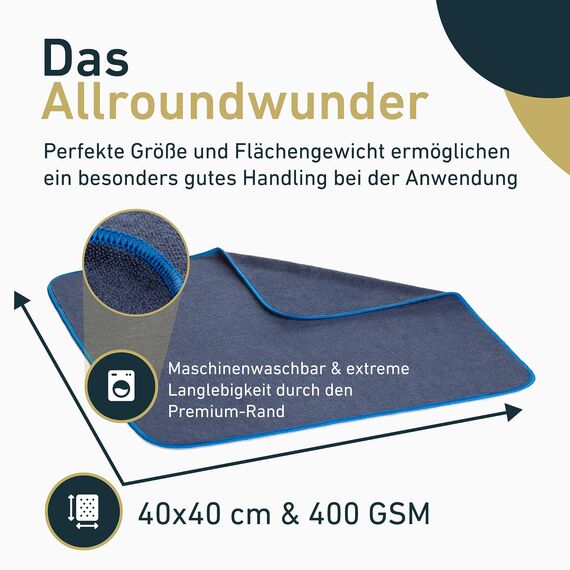 Aurum-Performance® 24er Set Auto Mikrofasertücher 400GSM - Autopflege Poliertuch fusselfrei & Extreme Saugkraft - Allround KFZ Microfasertuch lackschonend