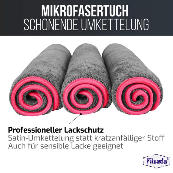 Filzada® 2X Lackschonendes Mikrofasertuch Auto - Unfassbare Saugkraft Und Fusselfrei Dank Extrem Weicher Mikrofaser - Auto Poliertücher Zur Professionellen Autopflege in 40x40cm (2)