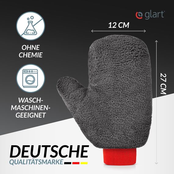 Glart 44FH Mikrofaser Felgenhandschuh 27x12 cm – Auto Felgen Waschhandschuh mit Bündchen – Felgenreinigung ohne Kratzer – Für Alufelgen und Stahlfelgen, Radkappen – Ersatz zur Felgenbürste