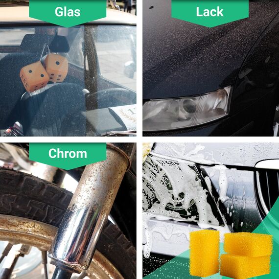 Emma Grün® Insektenschwamm Auto Reinigungsschwamm Set [3X Autoschwamm] - Saugstark & Effektiv - Autoschwamm lackschonend - Handpolierschwamm Auto - Auto Schwamm Außen - Autowaschschwamm - Putzschwamm