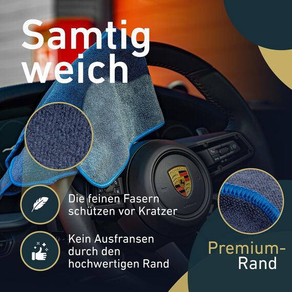 Aurum-Performance® 24er Set Auto Mikrofasertücher 400GSM - Autopflege Poliertuch fusselfrei & Extreme Saugkraft - Allround KFZ Microfasertuch lackschonend