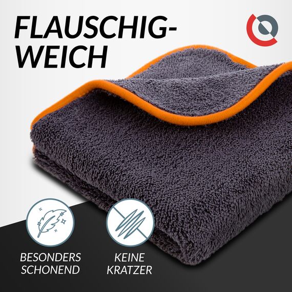 Glart 443TPO4 Mikrofasertücher 12er Set – 600 GSM – 40x40 cm – Flauschige Auto Poliertücher für Trocknung & Pflege – Ultraweich, fusselfrei & saugstark – Für Autopflege, Motorrad, Boot & Haushalt