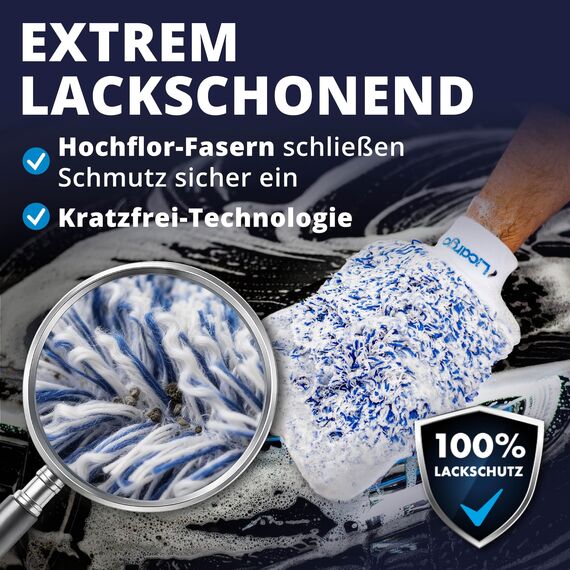 LICARGO® 2x Premium Mikrofaser Autowaschhandschuh - Ultra-Weich & Lackschonend - Extrem Saugstarker Waschhandschuh Auto für Kratzfreie Wäsche - Langlebig & Formstabil - Car Wash Mitt für Lack & Felgen