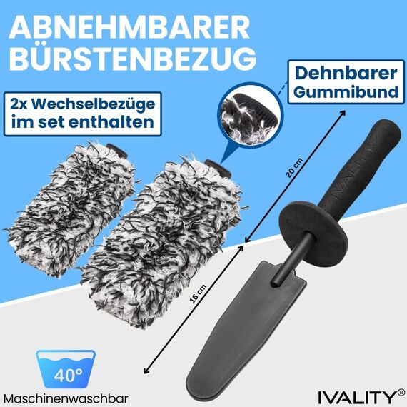 Ivality® Mikrofaser Felgenbürste Ultra dünn- Standard 36 cm - Für eine schonende Reinigung - Ideal für hochwertige Felgen – Felgenreiniger Microfaser Felgenbürste Alufelgen Auto Felgen Bürste