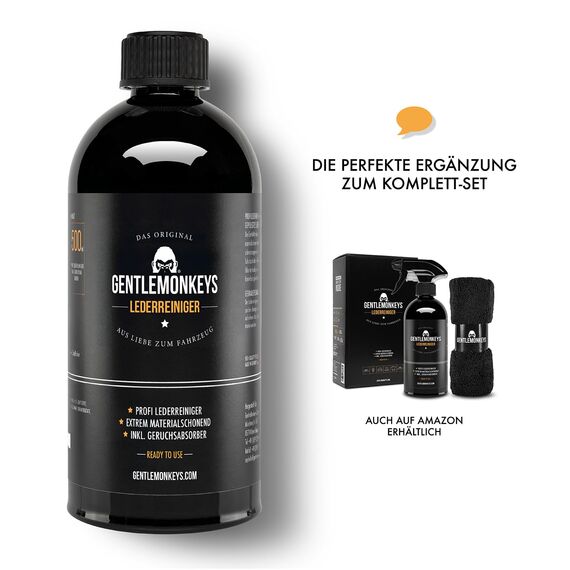 GENTLEMONKEYS Lederreiniger Refill (500ml) • Lederpflege Nachfüllflasche • Für alle Glattleder • Entfernt Schmutz & Gerüche • Biologisch abbaubar • Made in Germany