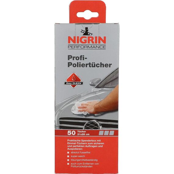 NIGRIN 73898 Profi-Poliertücher Spenderbox, 50 Stücke, 11.02 x 28.00 cms (Packung mit 2)