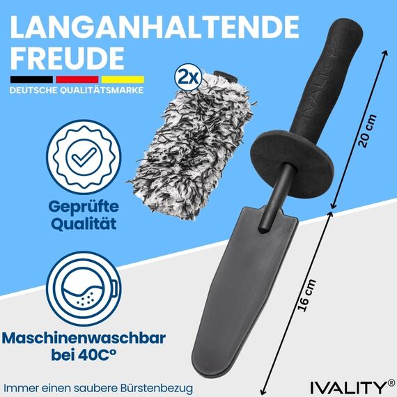 Ivality® Mikrofaser Felgenbürste Ultra dünn- Standard 36 cm - Für eine schonende Reinigung - Ideal für hochwertige Felgen – Felgenreiniger Microfaser Felgenbürste Alufelgen Auto Felgen Bürste