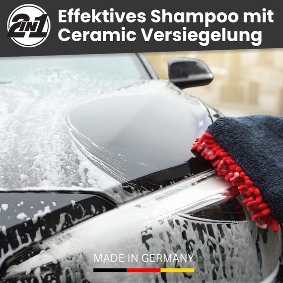 IVALITY Autoshampoo mit Abperleffekt 500ml – 2-in-1 Ceramic Shampoo und keramik Versiegelung mit SiO₂ – pH-neutrales Auto shampoo Konzentrat für Lack, Felgen und Glas – Kirschduft