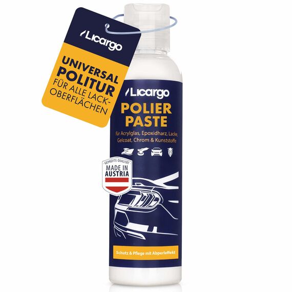 LICARGO Universal Polierpaste (150ml) - Premium Politur für Acrylglas, Epoxidharz, Lack, Gelcoat gfk, Chrom & Kunststoff - Polierpaste Auto entfernt Mikro Kratzer & schützt für spiegelnden Glanz