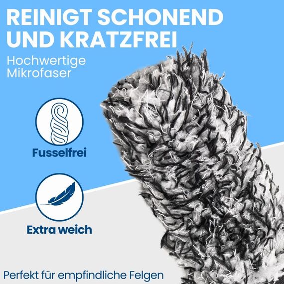 Ivality® Mikrofaser Felgenbürste Ultra dünn- Standard 36 cm - Für eine schonende Reinigung - Ideal für hochwertige Felgen – Felgenreiniger Microfaser Felgenbürste Alufelgen Auto Felgen Bürste