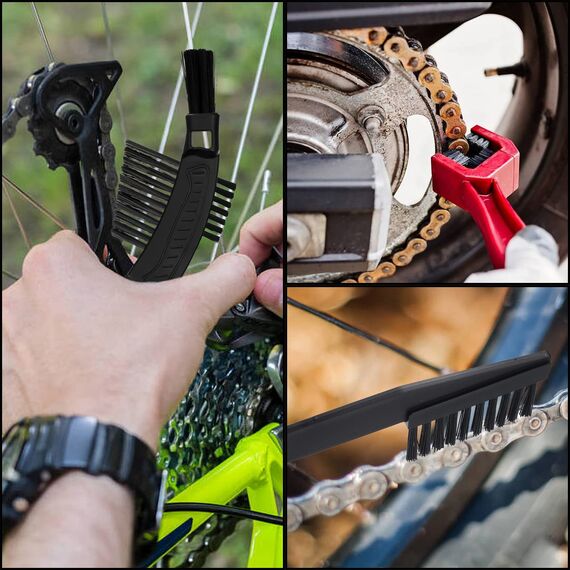 6 Stück FahrradKetten Motorradketten Reinigungsbürste Kit, Kettenreiniger Saubere Bürste， Kettenbürste, Kettenreinigungsbürste für Mountainbike Fahrrad Motorrad