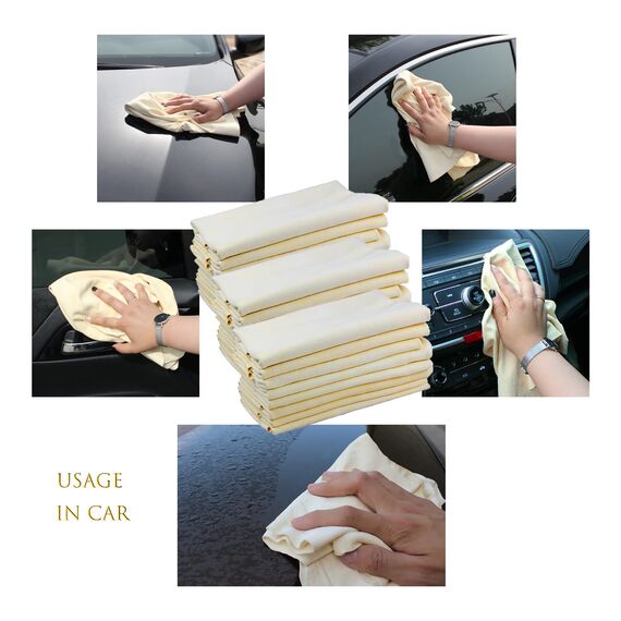Shonye 40 x 60cm - Natürliches Hirschleder-Reinigungstuch, 1 Auto-Rehleder-Handtuch, Super Saugfähiges und Schnell trocknendes Auto-Ledertuch