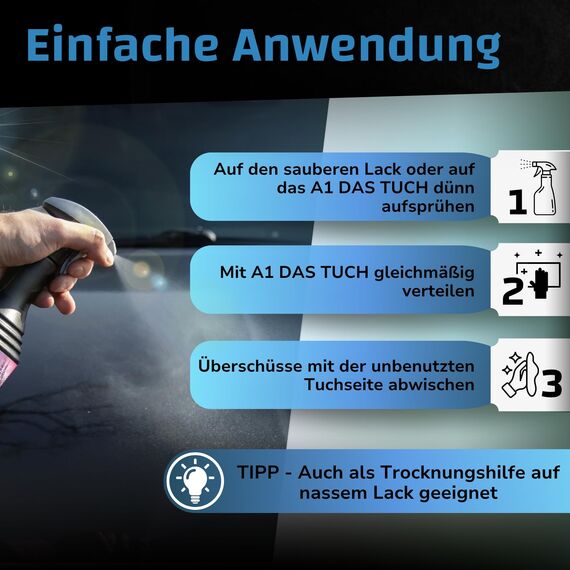 DR. WACK - A1 HIGH END Spray Wax 500 ml - Autowachs mit Abperl-Effekt - Sprühwachs für langanhaltenden Lackschutz & Glanz - Auto Lackversiegelung - für alle Lackarten - Hochwertige Autopflege