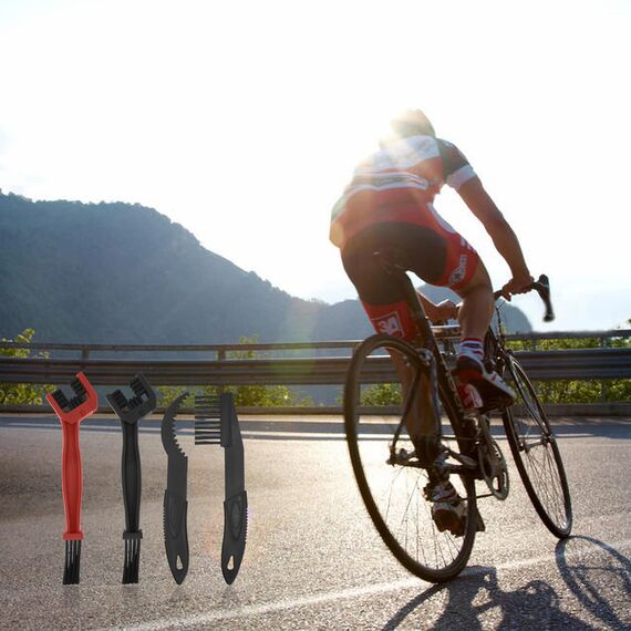 4 Stück FahrradKetten Motorradketten Reinigungsbürste Kit, Fahrrad Motorrad Kettenreiniger Saubere Bürste, Kettenbürste, Kettenreinigungsbürste für MTB Mountainbike Fahrrad Motorrad