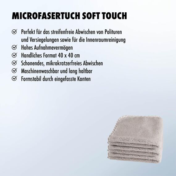 SONAX MicrofaserTuch SoftTouch (50 Stück) streifenfreies Abwischen von Polituren & Versiegelungen & für Innenraumreinigung/Art-Nr. 04513000