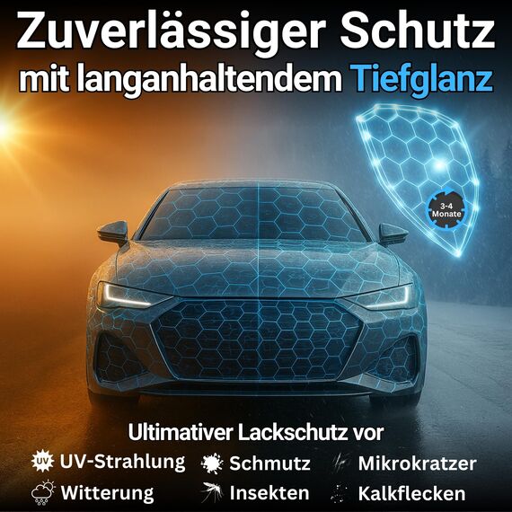 IVALITY Ceramic Versiegelung Auto 750ml mit Abperleffekt – Inkl. 2 Mikrofasertücher, Schützt den Lack und verstärkt die Farbtiefe, Keramikversiegelung, Felgen & Lackversiegelung Auto Spray