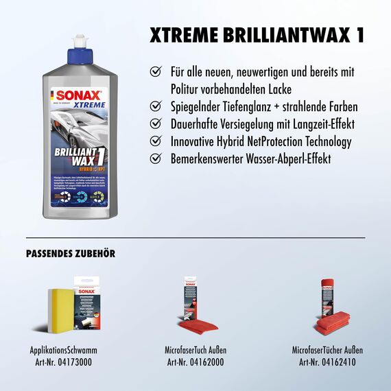 SONAX XTREME BrilliantWax 1 Hybrid NPT (500 ml) flüssiges Hartwachs ohne Schleifmittelanteil | Art-Nr. 02012000