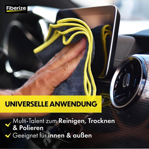 Fiberize® Mikrofasertücher Auto (6er Set) - flauschig weich & extrem saugstark - fusselfreie & lackschonende Mikrofasertücher Autopflege, Microfasertücher Auto Poliertücher - 380GSM, 40x40cm
