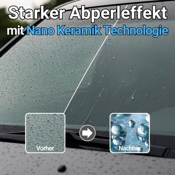 IVALITY Keramikversiegelung Auto 3-in-1 Set – Keramik Versiegelung, Glasreiniger mit Scheibenversiegelung & Ceramic Autoshampoo – Hydrophobes Auto-Pflegeset für Lacke, Felgen und Glas