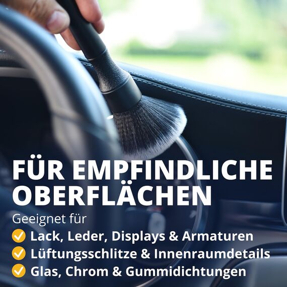 LICARGO Detailing Pinsel & Innenraumreiniger Set 500ml mit Meeresbrise Duft + Detailing Pinsel Set 4 Stück - Cockpitreiniger & Autopinsel für Innenreinigung, Kunststoff, Leder, Polster -Autopflege Set