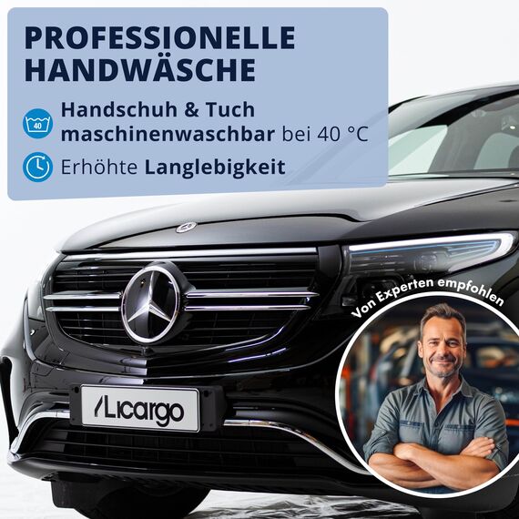 LICARGO® Waschbox Bundle - Zottel-Waschhandschuh Auto & Trockentuch - extrem weiche & saugstarke Mikrofaser - entfernt hartnäckigen Schmutz mühelos - Mikrofaser Auto Waschhandschuh, Autoschwamm Außen